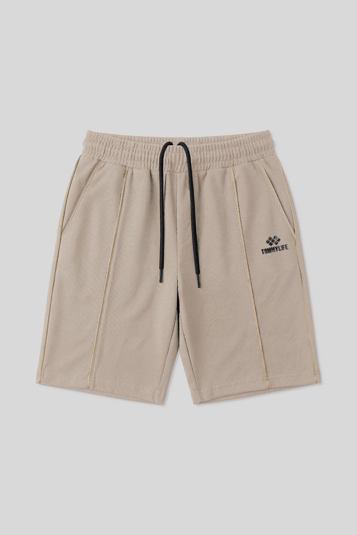 Bej Oversize Fit Basic Ön Dikiş Detaylı Erkek Şort - 81283