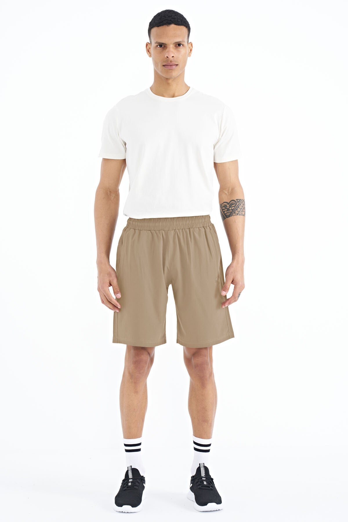 Bej Yan Cep Detaylı Lastikli Erkek Şort - 81238