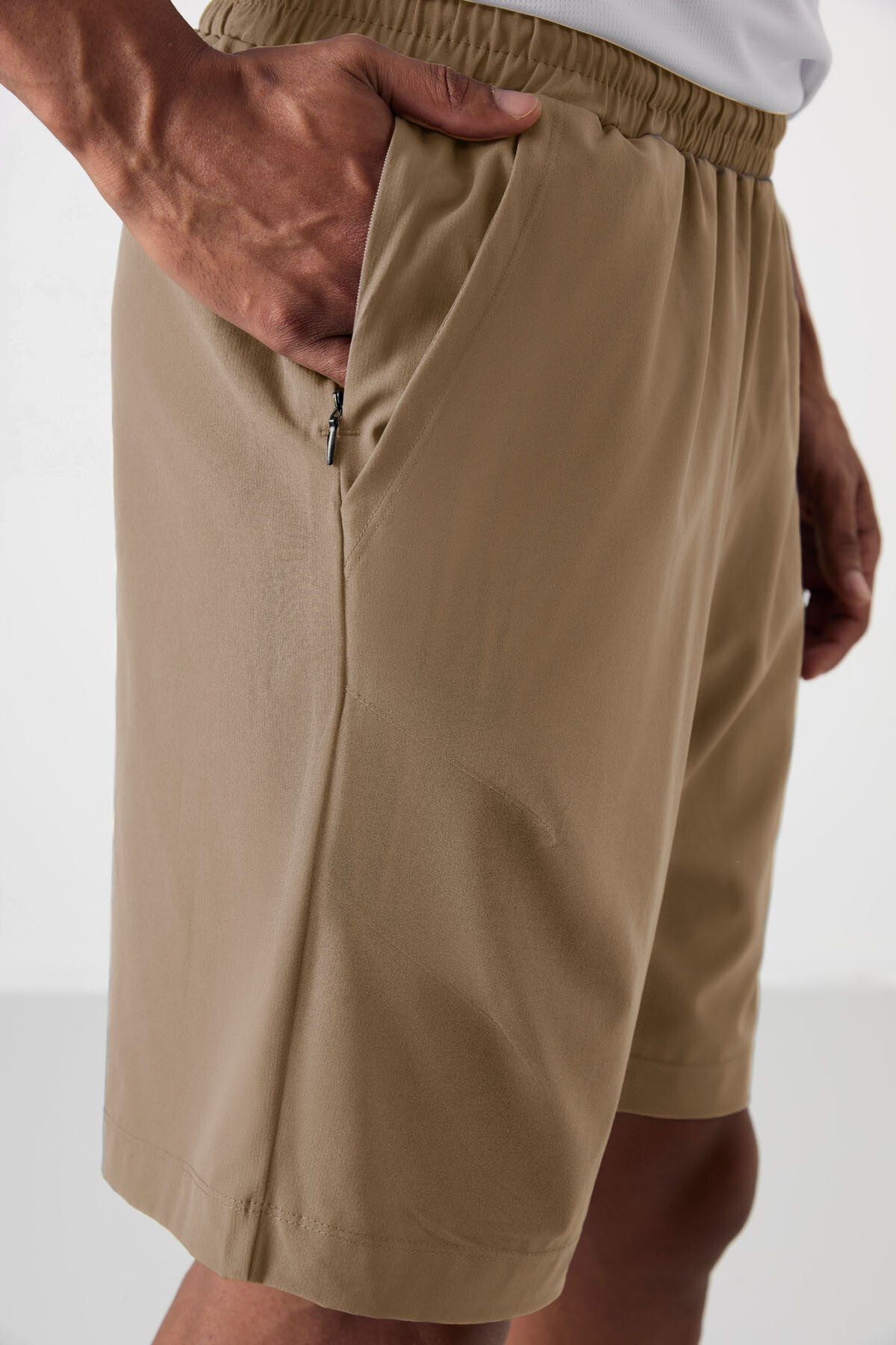 Bej Kalın Yumuşak Comfort Fit Erkek Şort - 81268