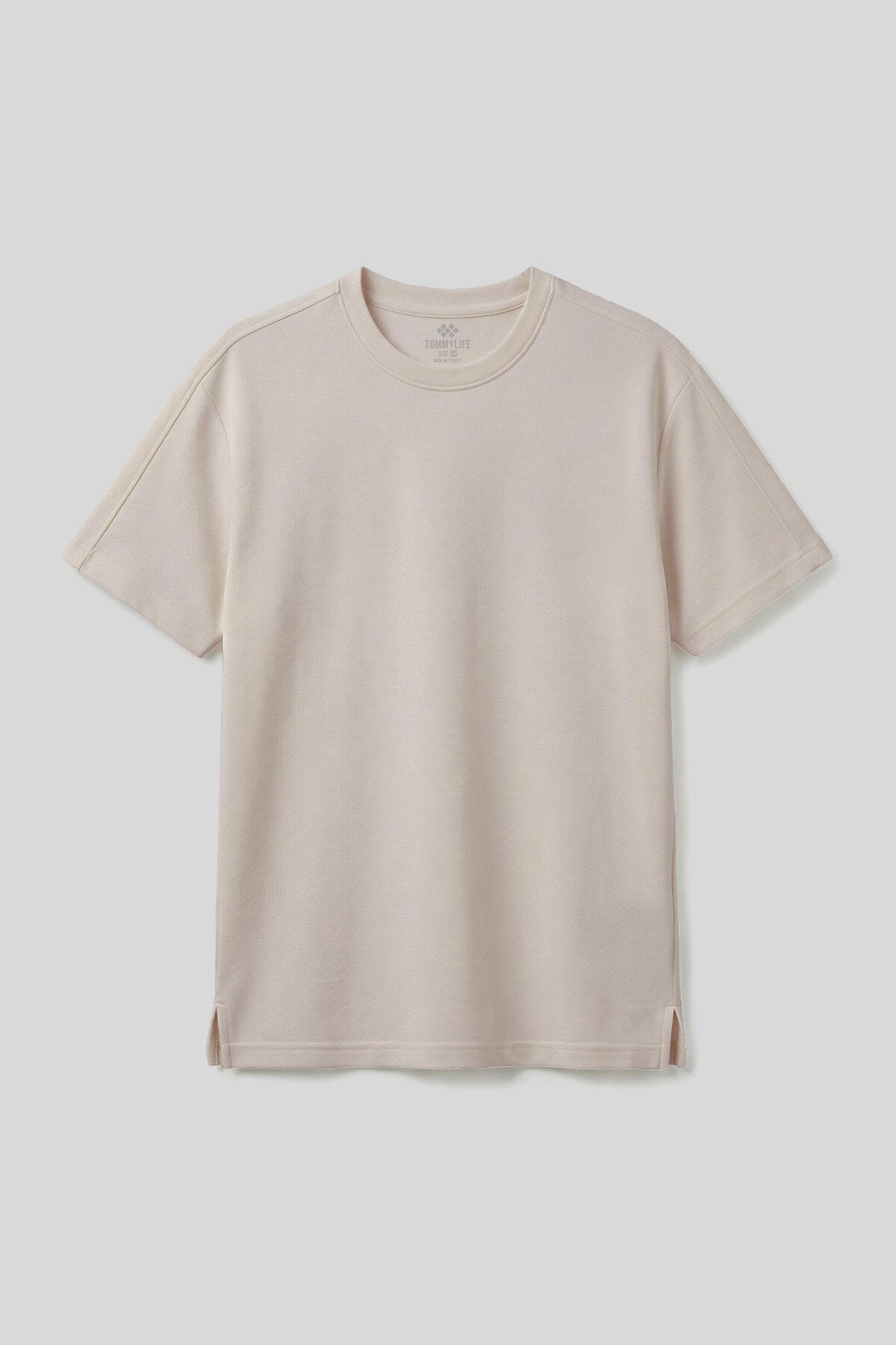 Bej Rahat Form Esnek Nefes Alabilir Erkek T-Shirt - 88495