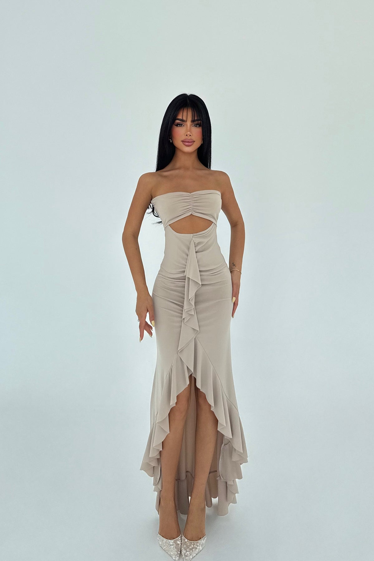 Bej Lilas Elbise ATE-2933