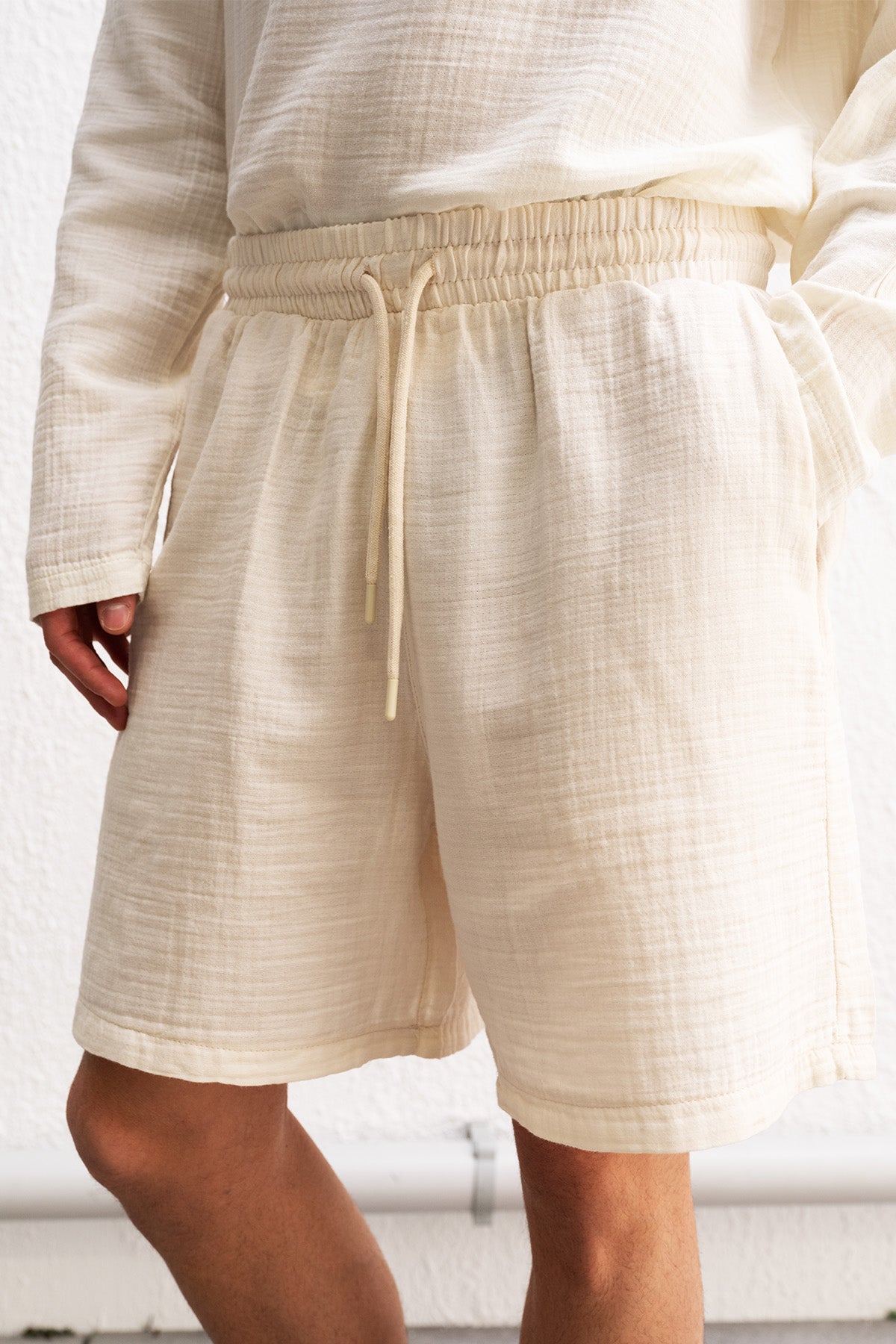 BELİ İPLİ BEJ ŞORT - BEJ XL