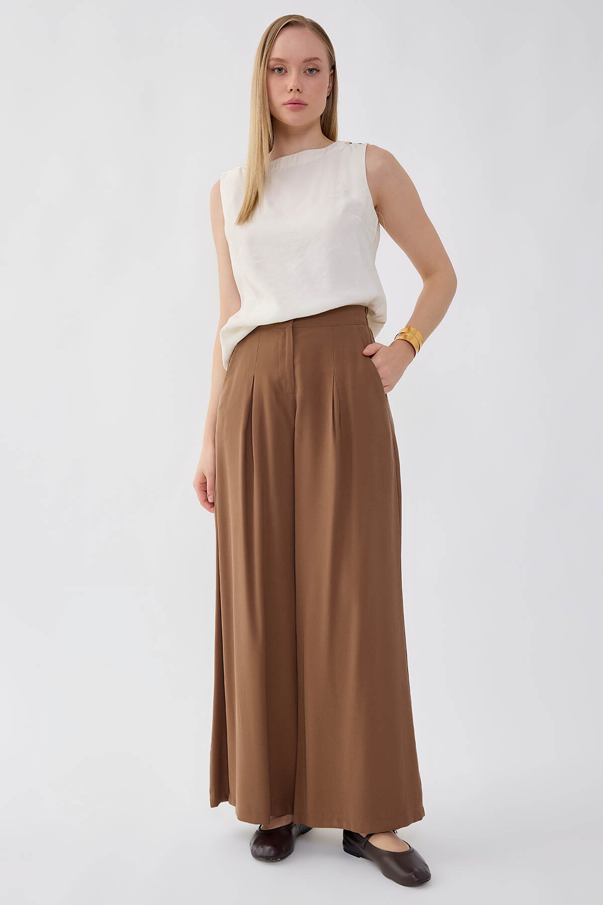 Beli Lastikli Geniş Paça Pantolon