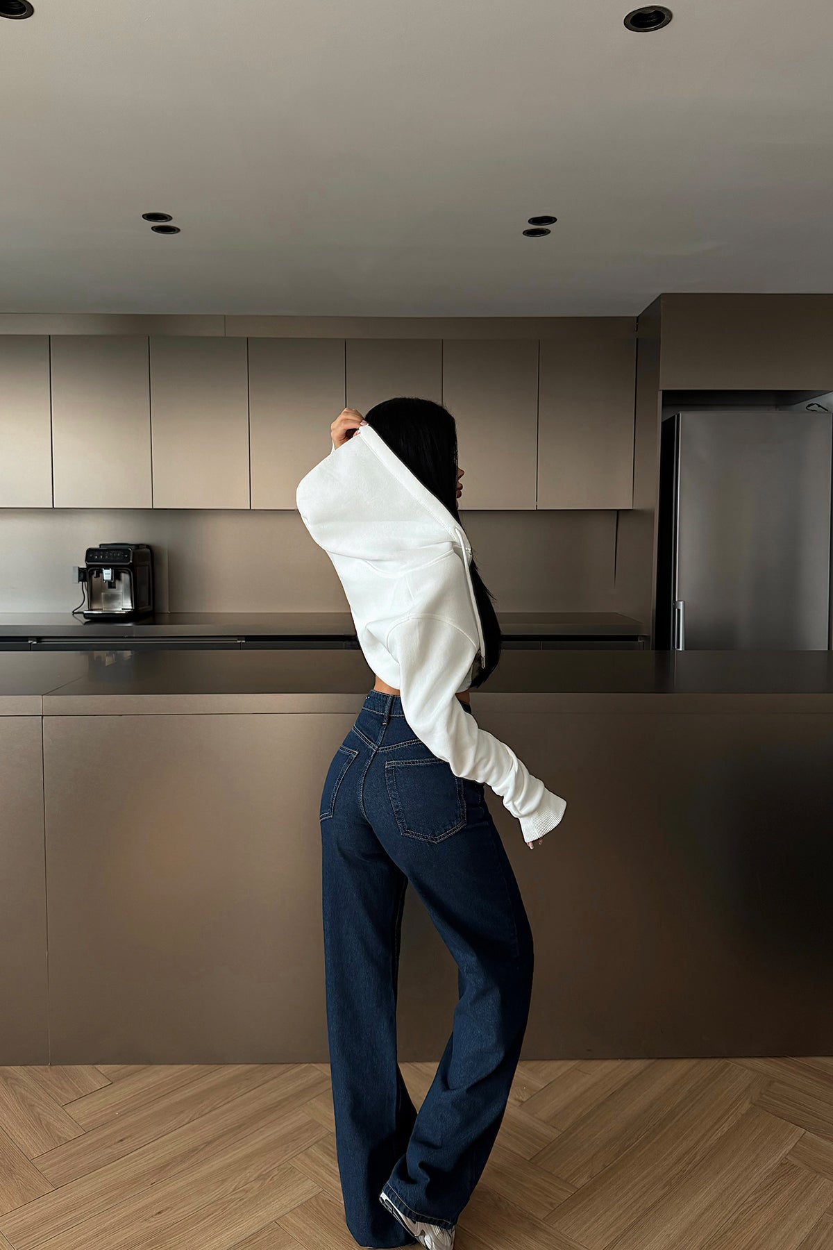 Beyaz Caiden Crop Hırka ATE-4856