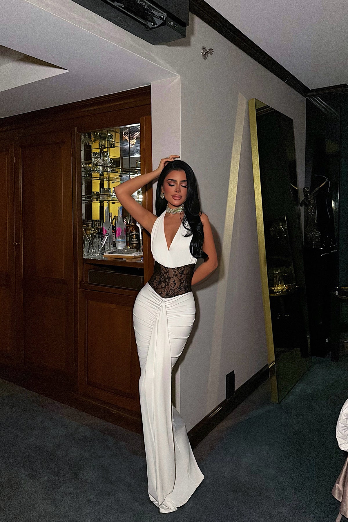 Beyaz Elysia Dantel Detaylı Elbise ATE-3839