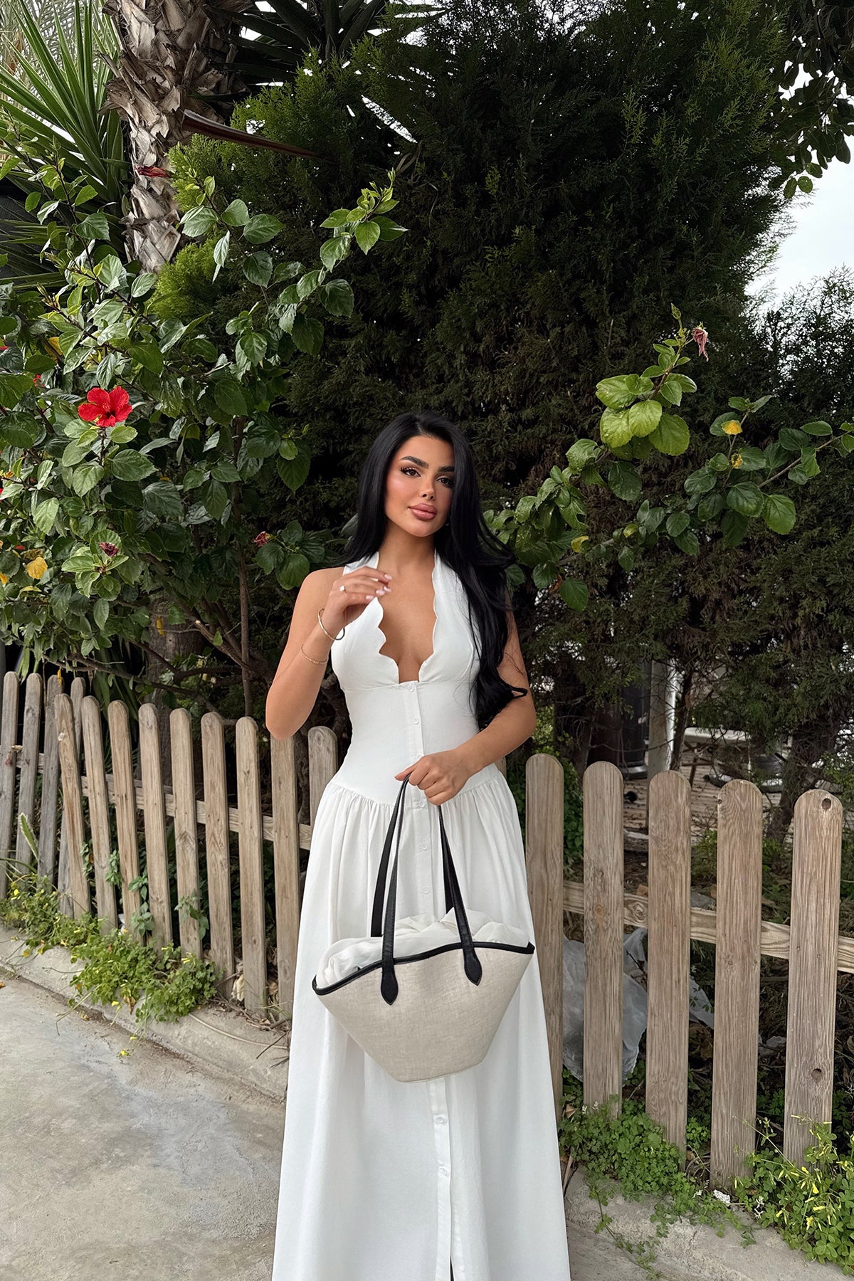 Beyaz Emilie Uzun Elbise ATE-2343