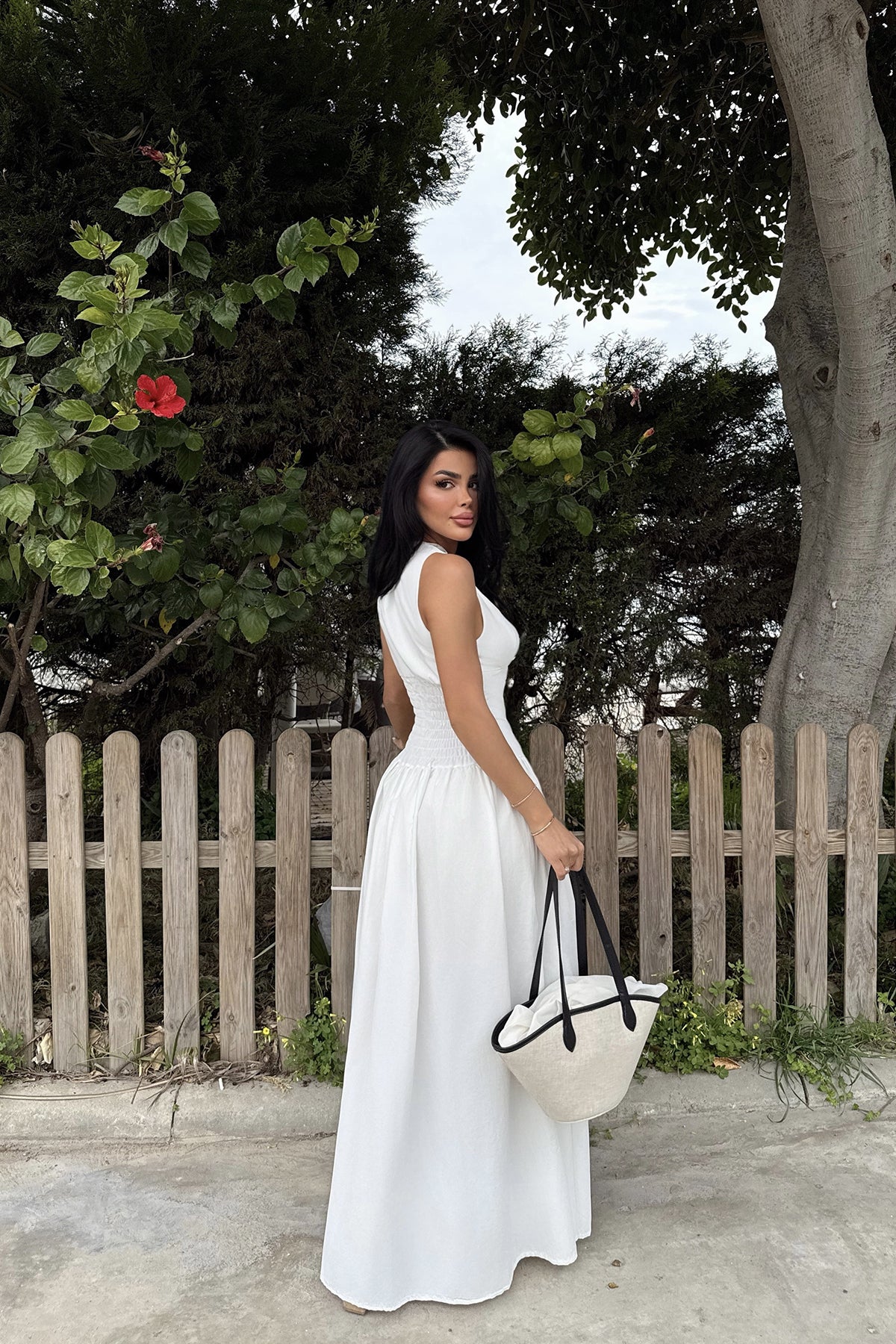 Beyaz Emilie Uzun Elbise ATE-2343