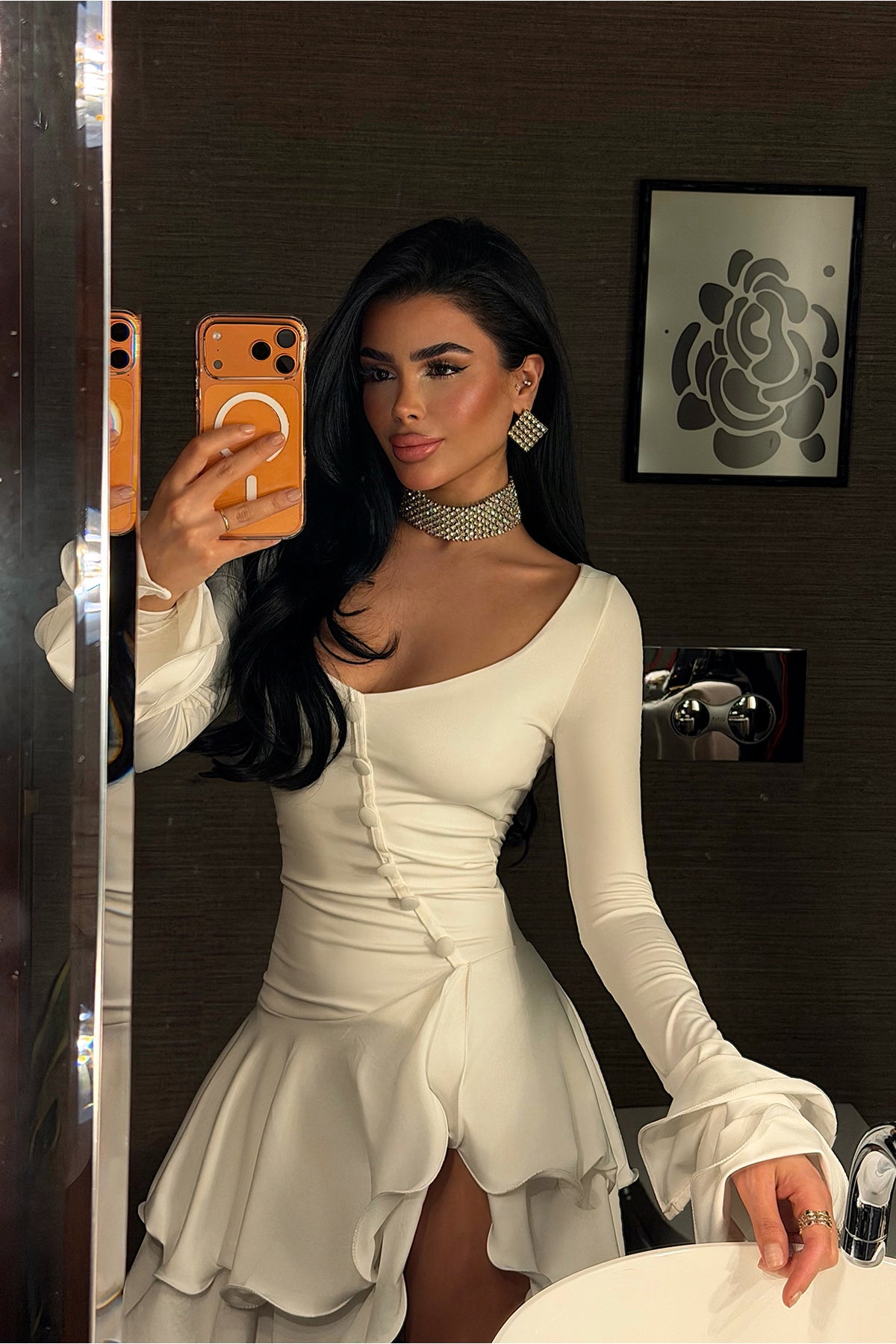 Beyaz Taliah Mini Elbise ATE-4038