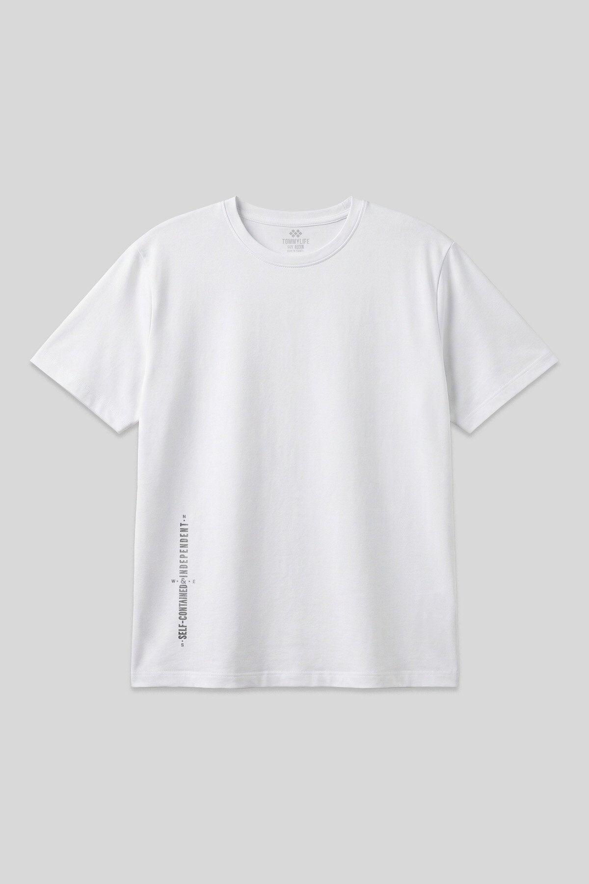 Beyaz Baskılı O Yaka Rahat Form Battal Büyük Beden Erkek T-Shirt - 88472