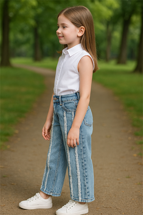 Kız Çocuk Kot Pantolon Beyaz 12 Yaş