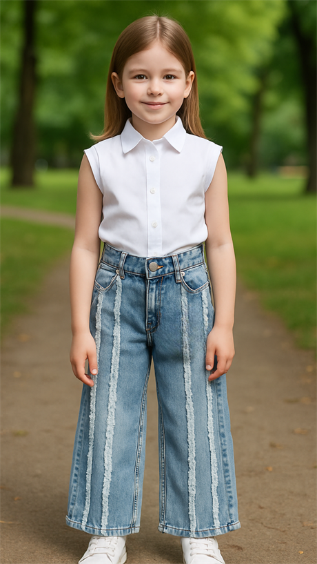 Kız Çocuk Kot Pantolon Beyaz 4 Yaş