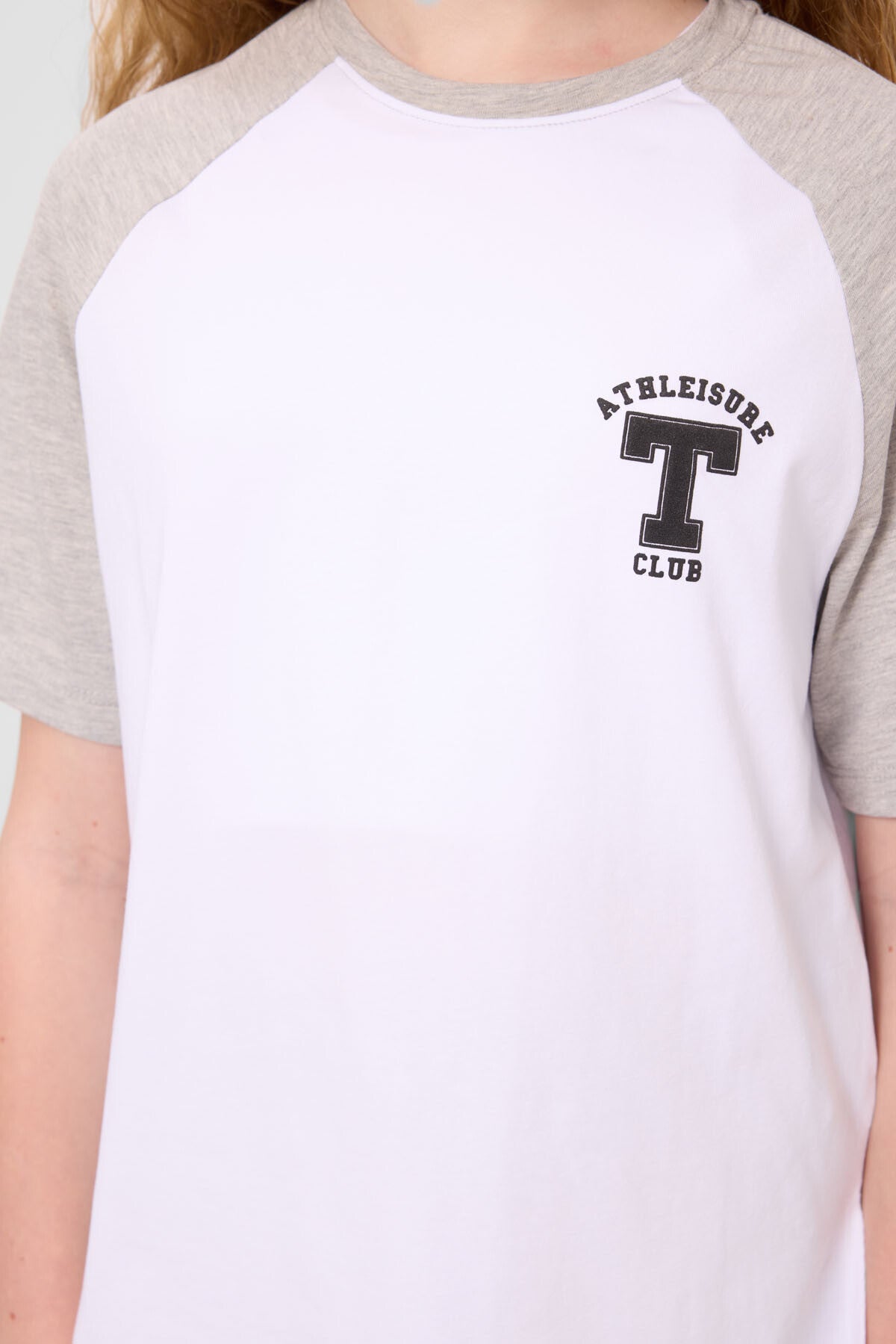 Beyaz O Yaka Pamuklu Baskılı Oversize Fit Kız Çocuk T-Shirt - 75179