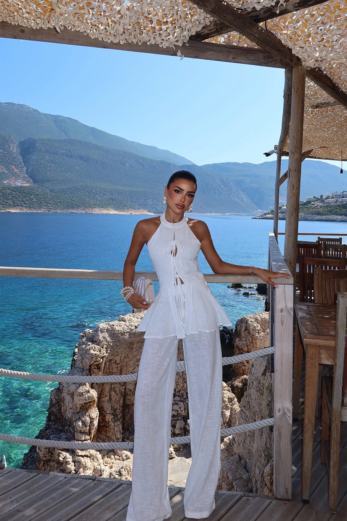 Beyaz Ostano Keten Takım ATE-2958