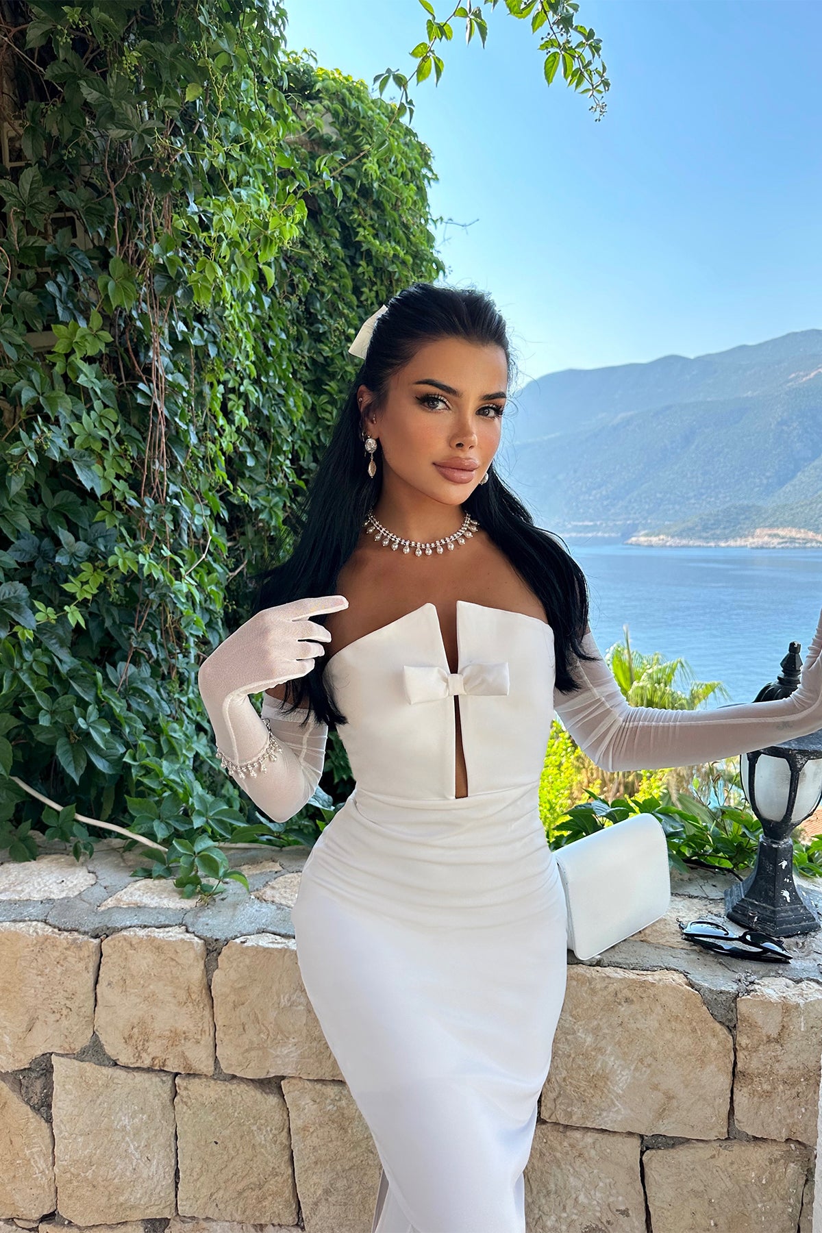 Lıana Beyaz Tasarım Elbise ATE7415