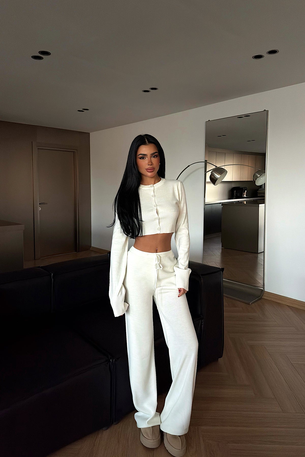 Beyaz Nagina triko takım ATE-4403