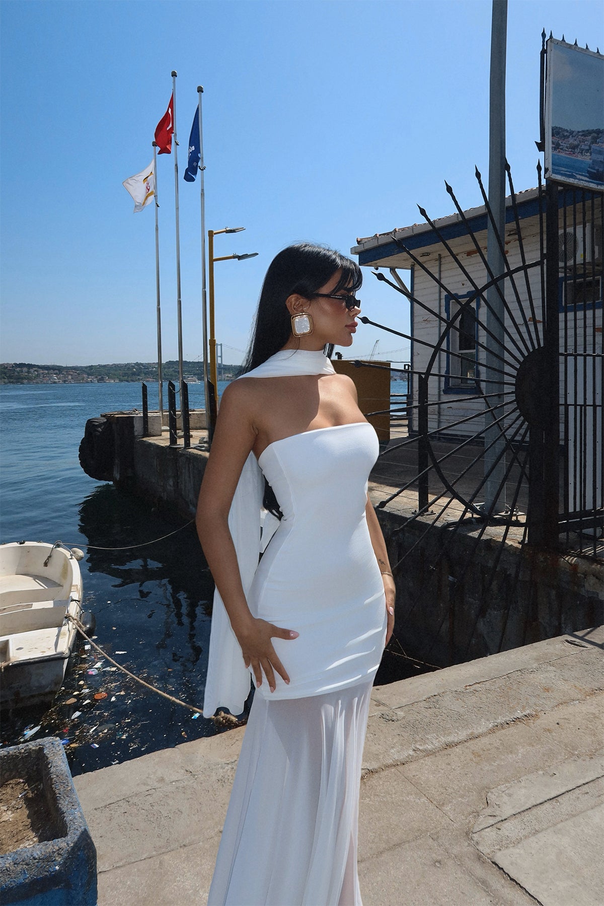 Beyaz Tül Uzun Elbise ATE-2618