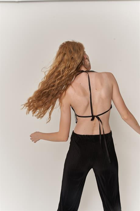 Glammy Üçgen Crop Gri