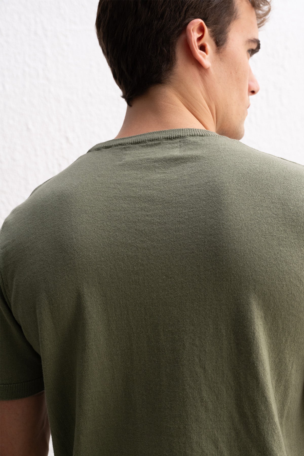 BİSİKLET YAKA TRİKO HAKİ T-SHIRT - HAKİ L