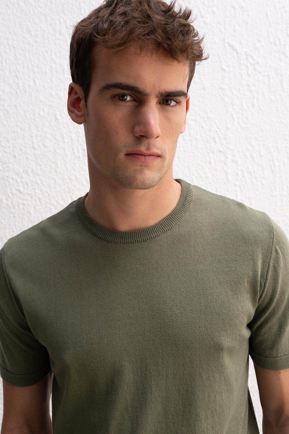 BİSİKLET YAKA TRİKO HAKİ T-SHIRT - HAKİ XL