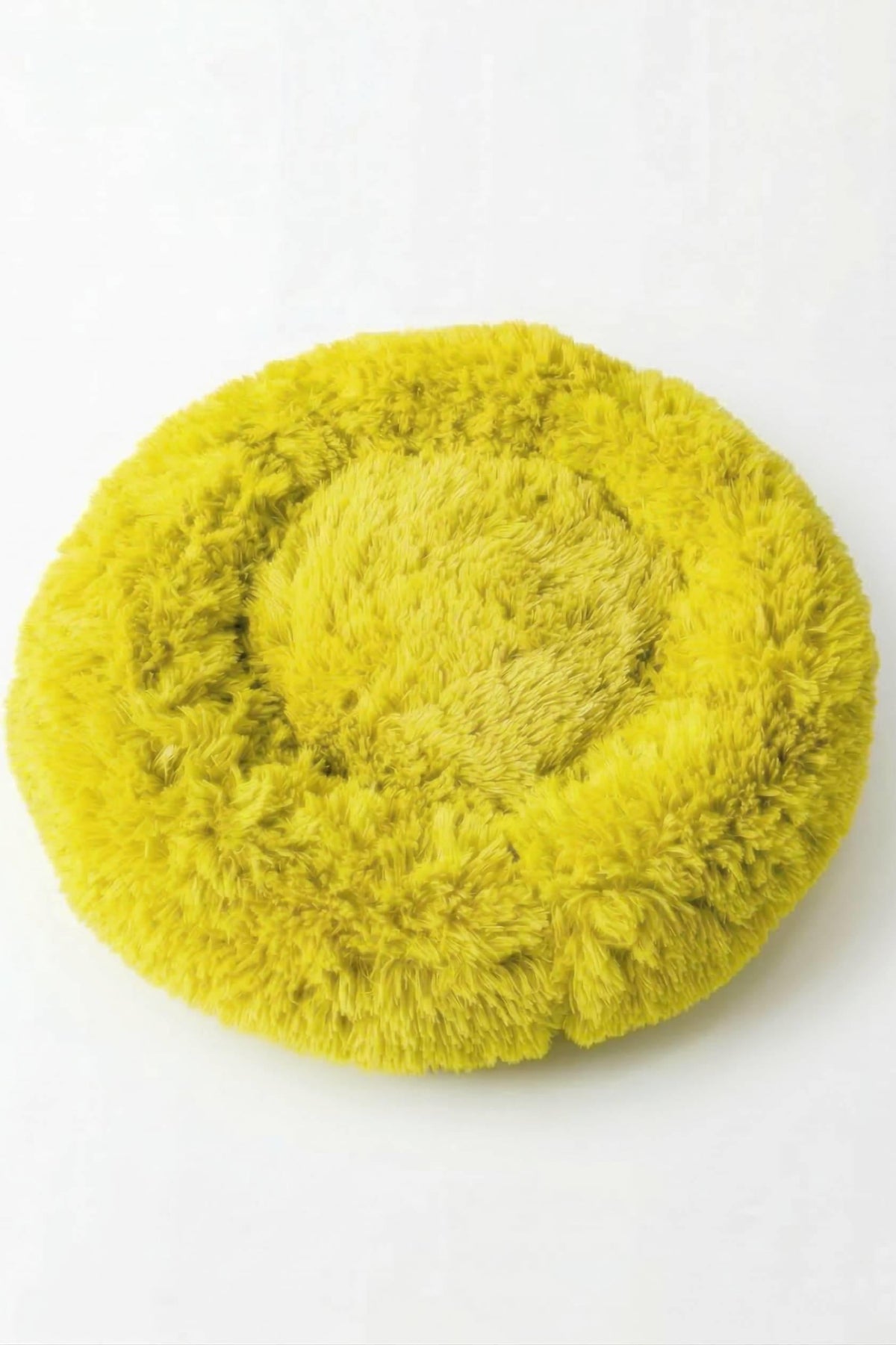 BNTMKT-0012-YE Uzun Kürklü Donut Kedi&Köpek Yatağı SARI 45 CM