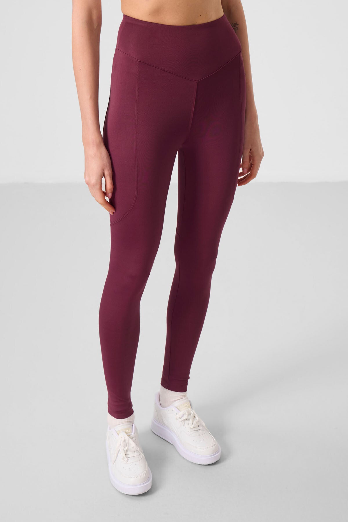 Bordo Standart Fit Esnek Performans Kadın Tayt - 94666