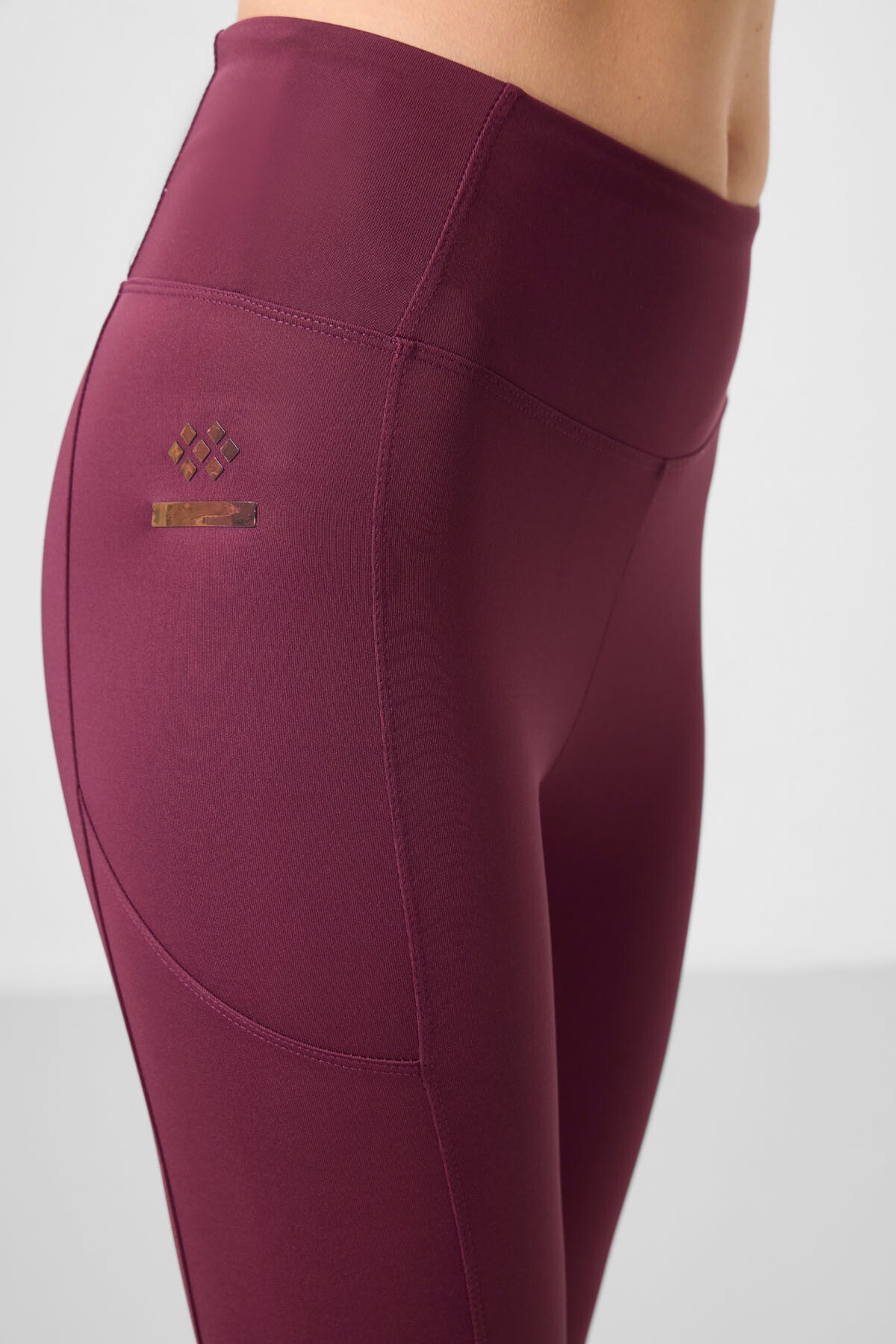 Bordo Esnek Standart Fit Performans Kadın Tayt - 94667