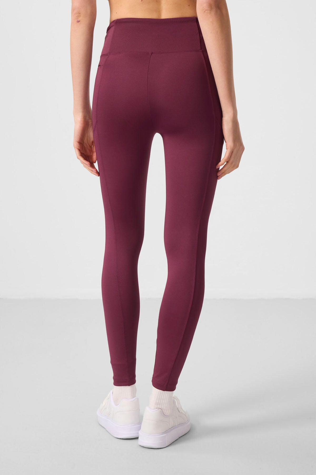Bordo Esnek Standart Fit Performans Kadın Tayt - 94667