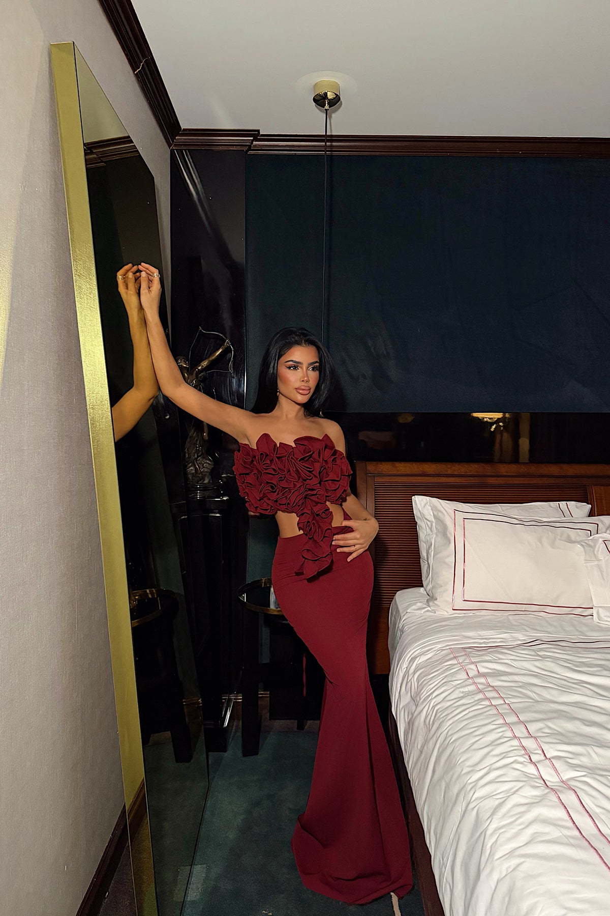 Bordo Ruffle Takım ATE-4432