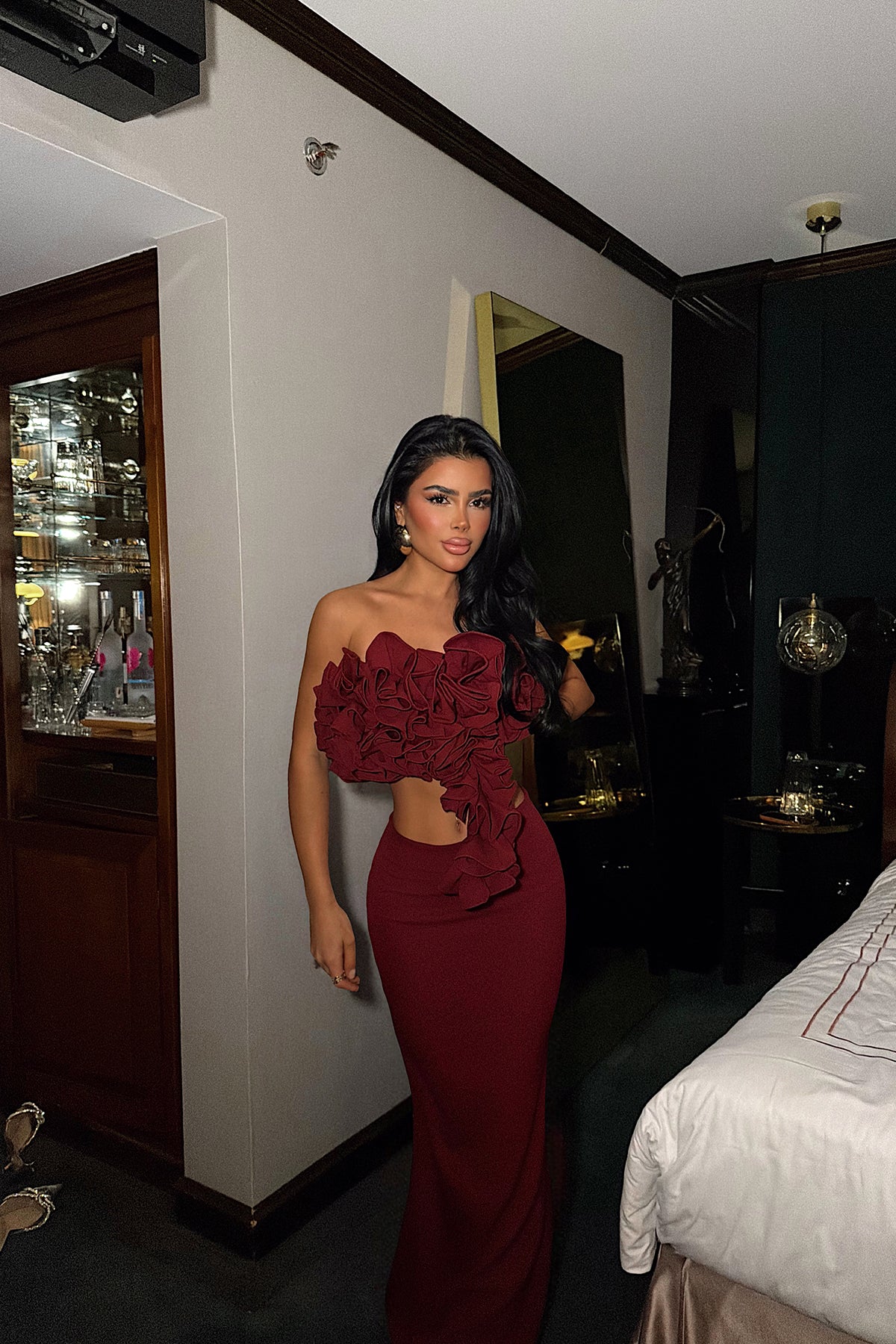 Bordo Ruffle Takım ATE-4432