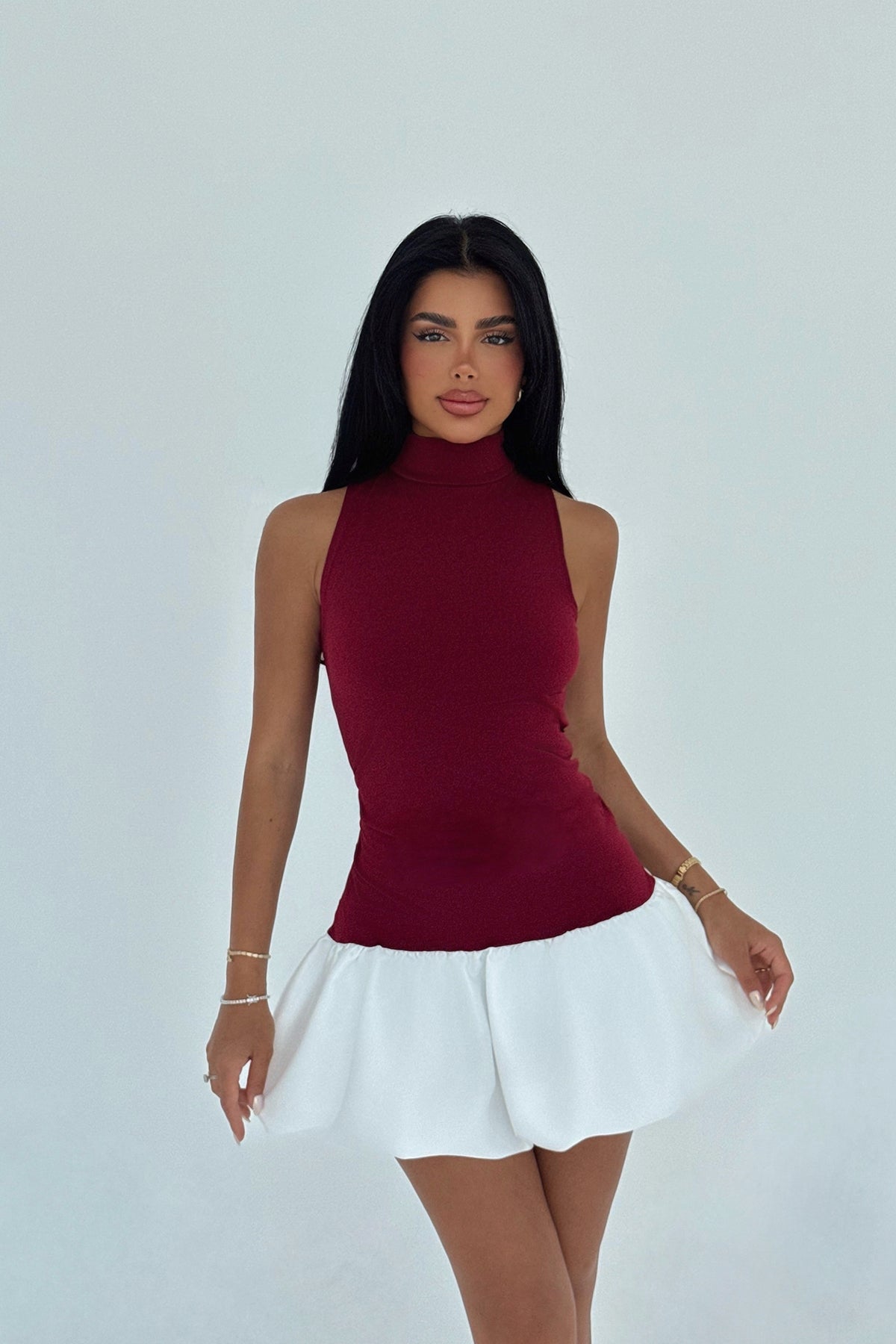 Bordo Deal Mini Elbise ATE-3012