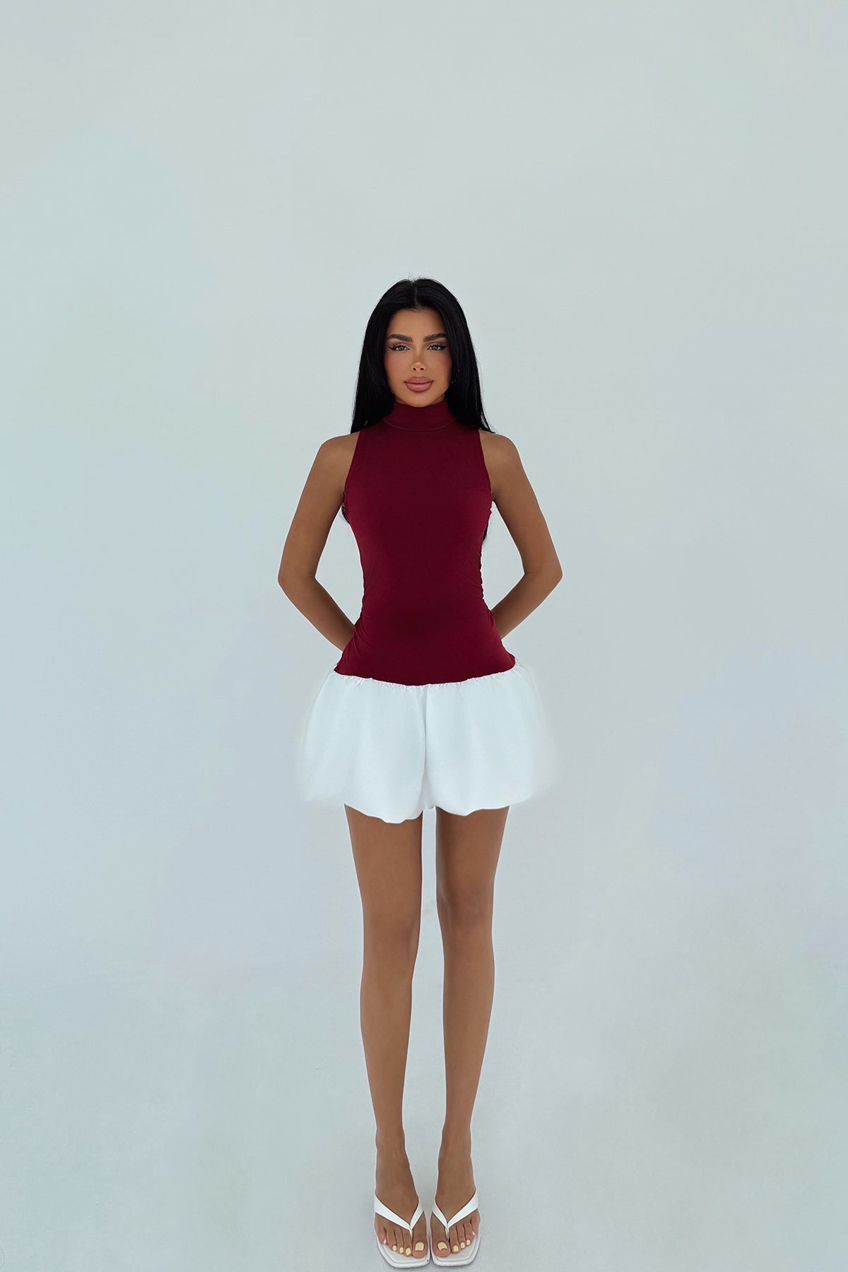Bordo Deal Mini Elbise ATE-3012