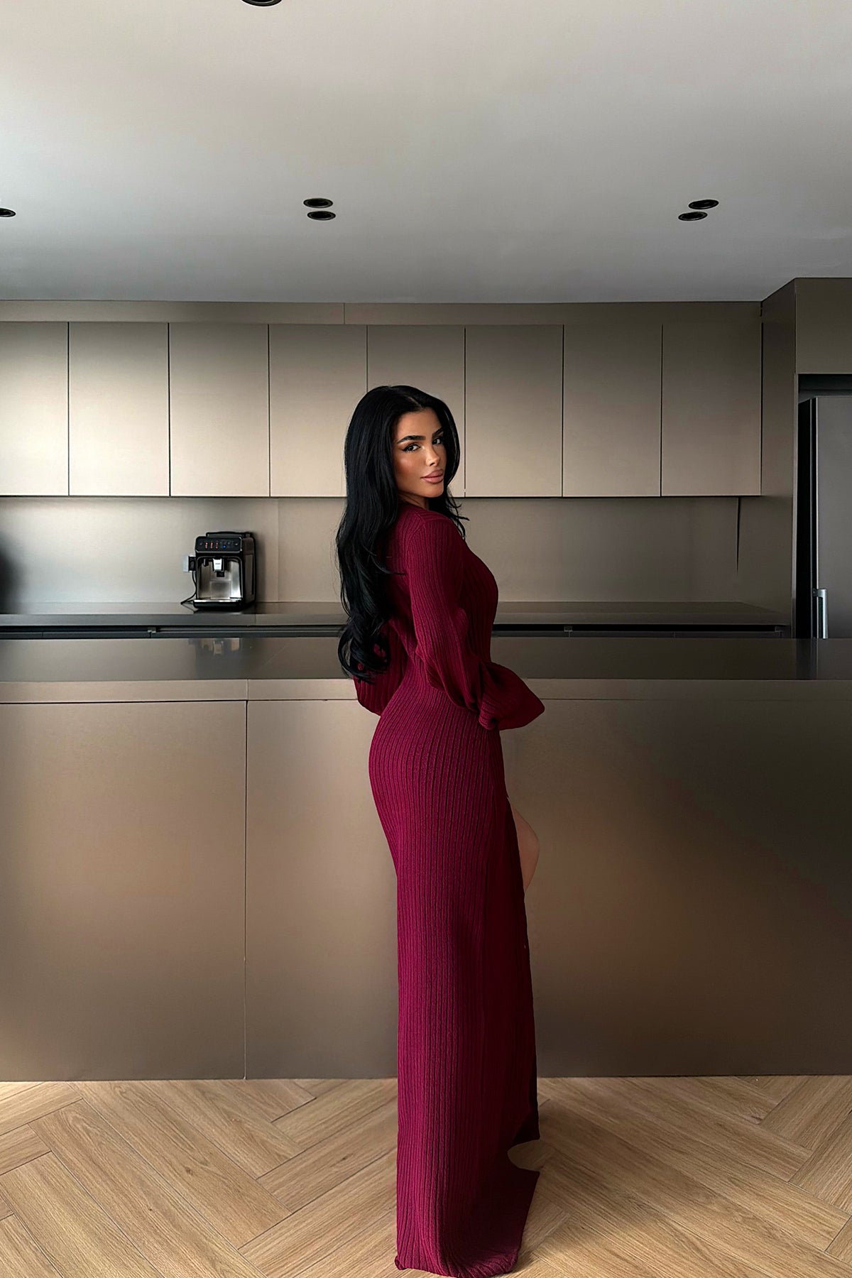 Bordo Ophelie Triko Elbise ATE-4464