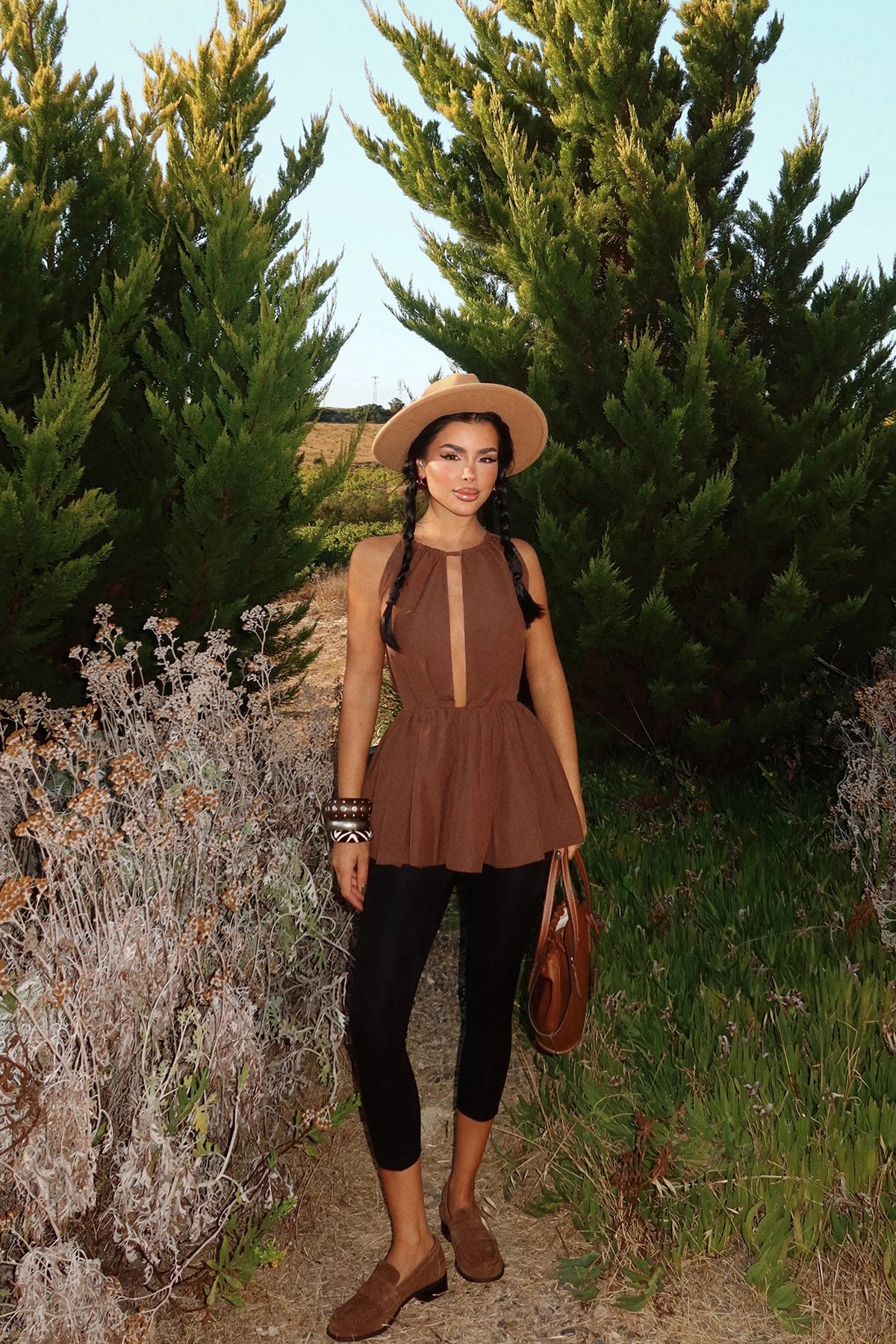 Kahverengi Smock Bluz