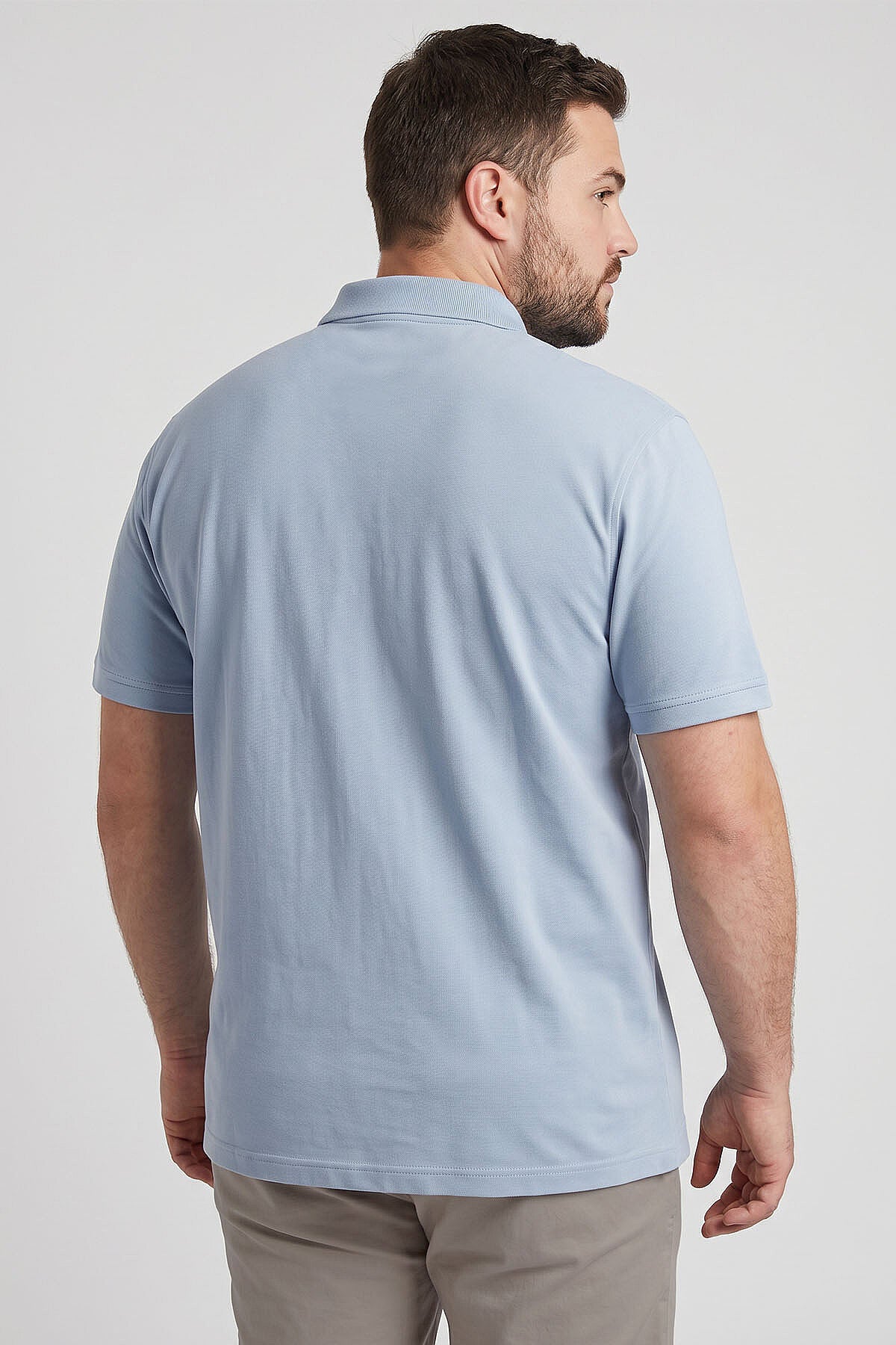 Buz Mavi Polo Yaka Büyük Beden Battal Erkek T-Shirt - 88511