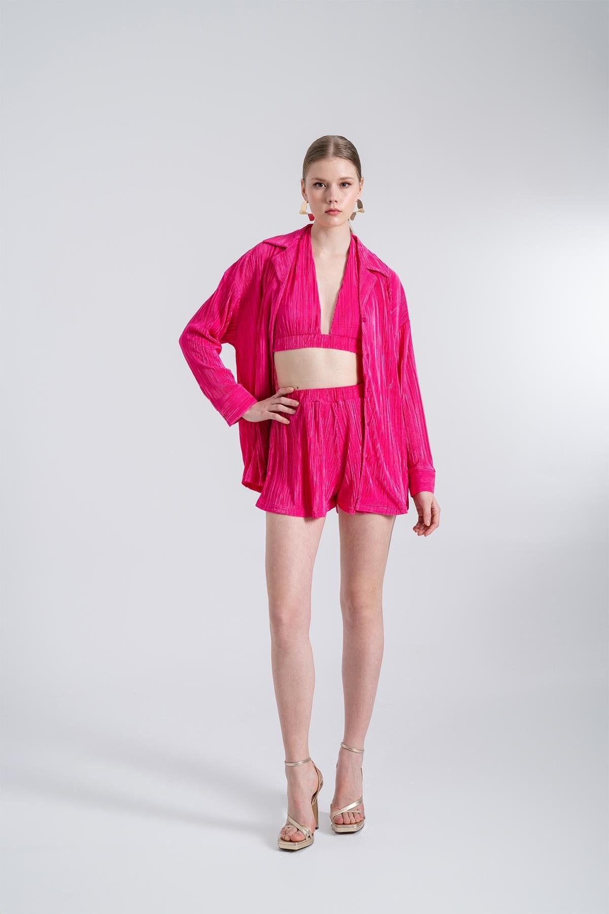 Comfy Oversize Gömlek Pembe Pembe L