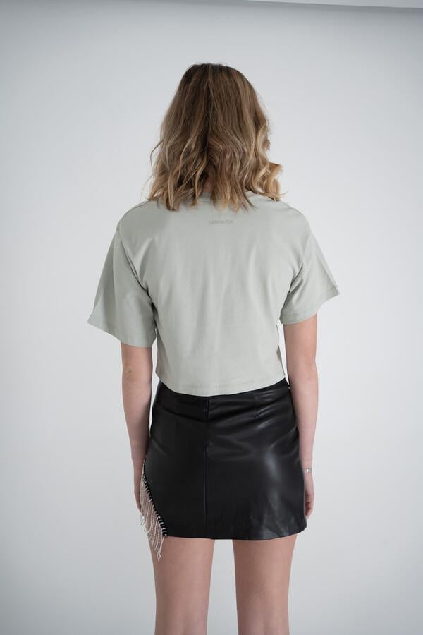 Kısa Kol Bisiklet Yaka Basic Viole Tshirt Haki