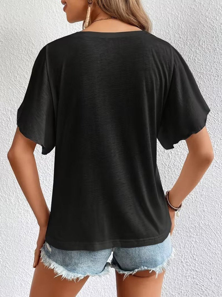 Women's Short Sleeve V-Neck Viscose Blouse