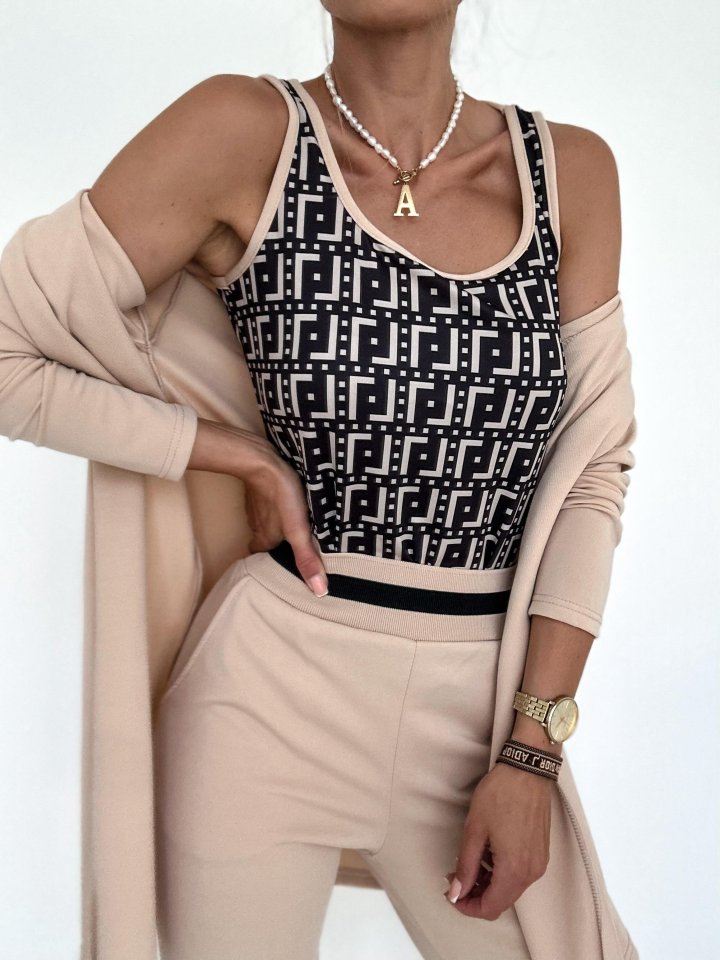 Women's Long Sleeve Crepe Three-Piece Set