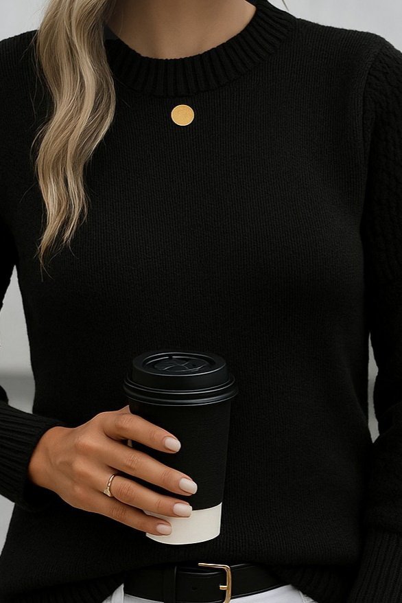 Women's Long Sleeve Crew Neck Knit Blouse