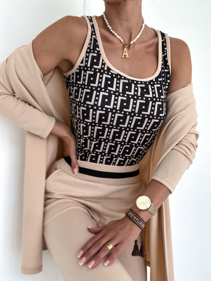 Women's Long Sleeve Crepe Three-Piece Set