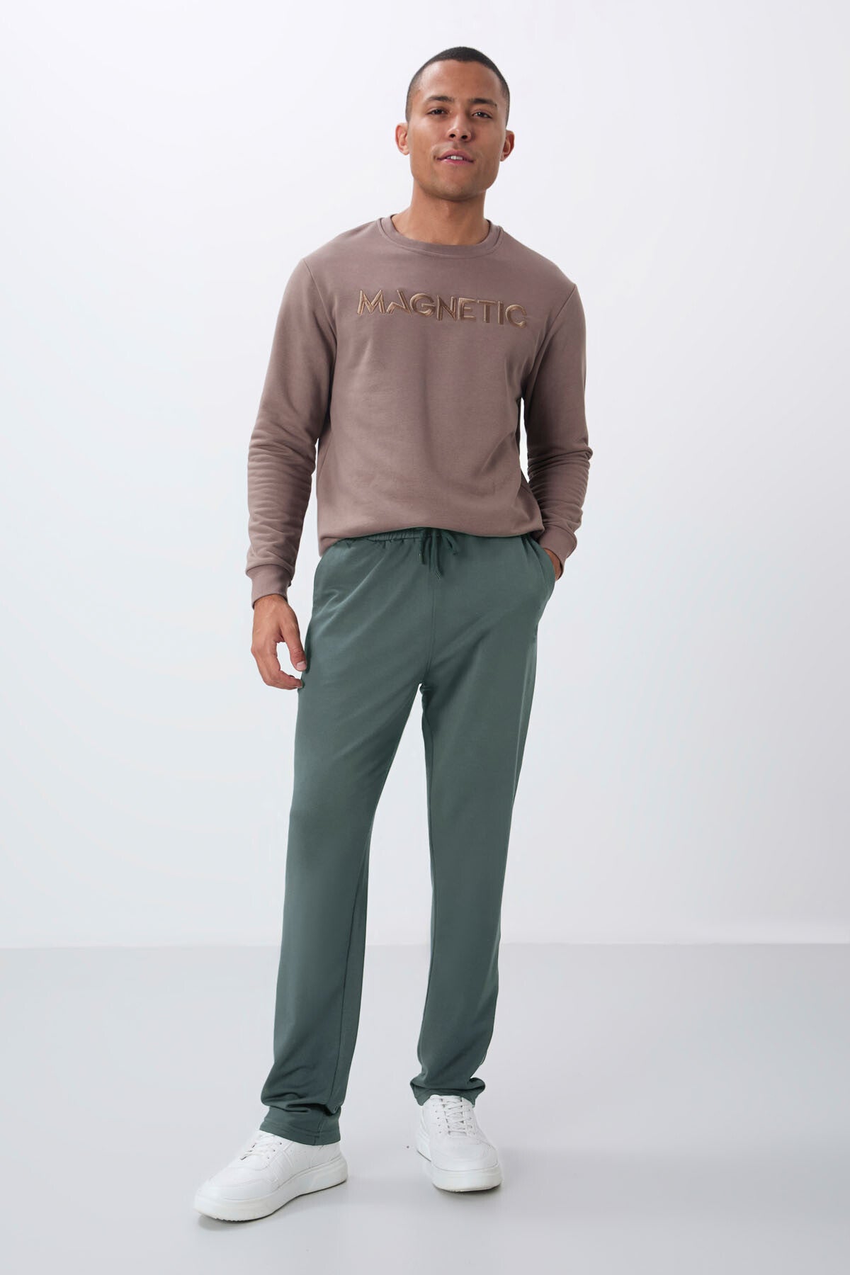 Çağla Bağcıklı Cepli Standart Kalıp Klasik Paça Erkek Eşofman Alt - 84682