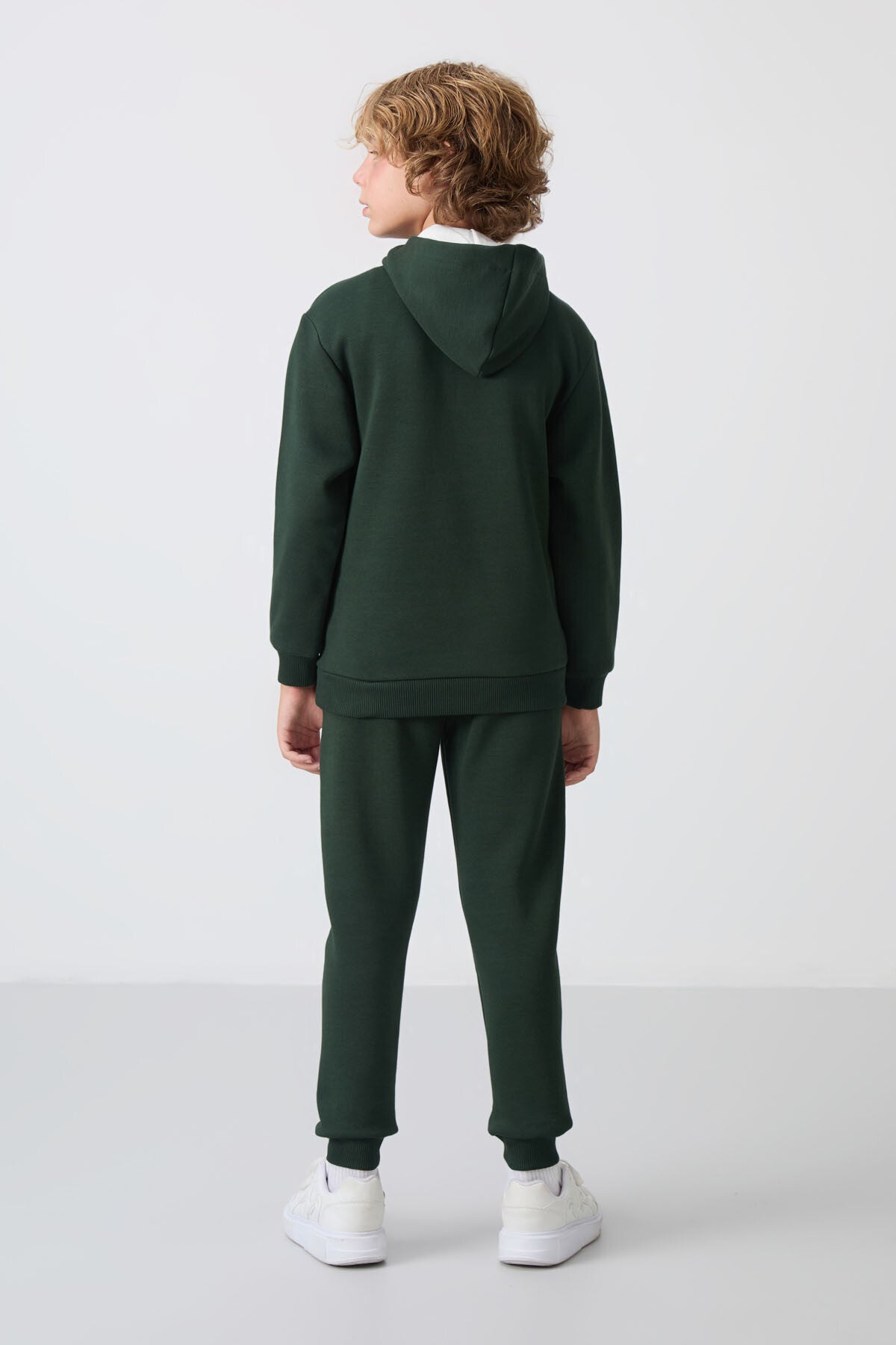 Çam Yeşil Pamuklu Kalın İçi Tüylü Standart Fit Baskılı Erkek Çocuk Eşofman Takım - 11246