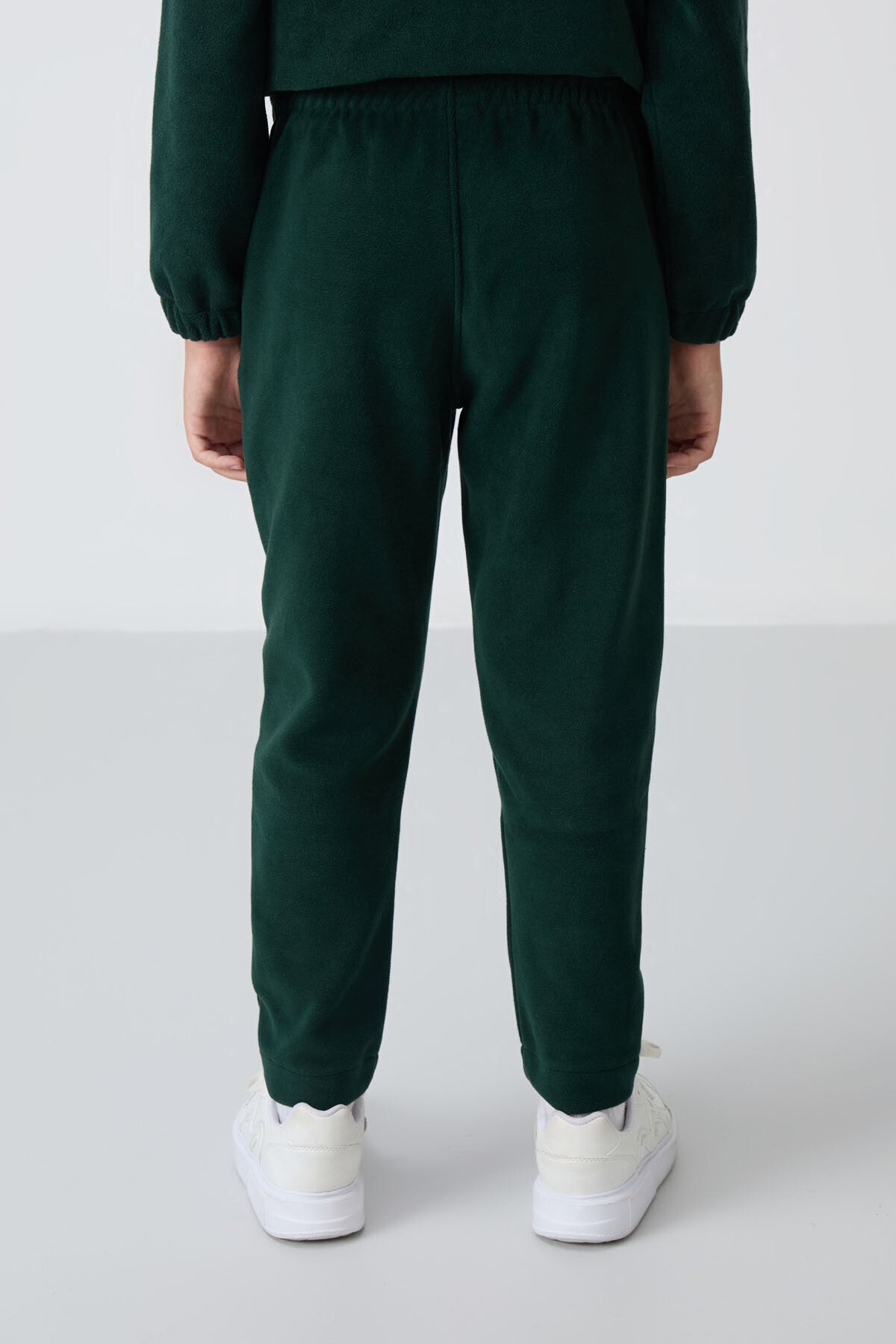 Çam Yeşil Kalın Yumuşak Dokulu Standart Fit Nakışlı Polar Erkek Çocuk Eşofman Alt - 11219