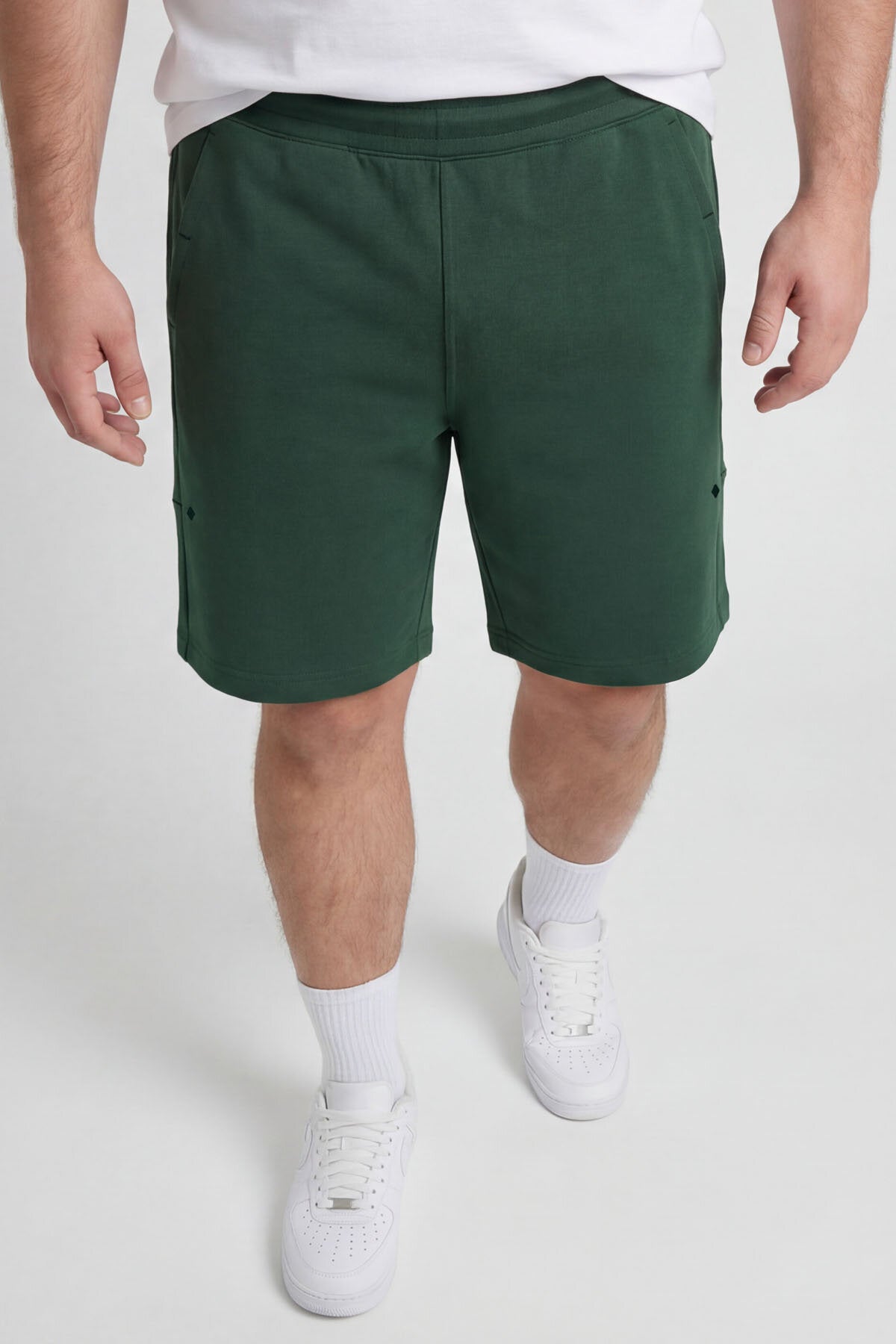 Çam Yeşil Rahat Form Bağcıklı Cep Detaylı Battal Büyük Beden Erkek Şort - 81297