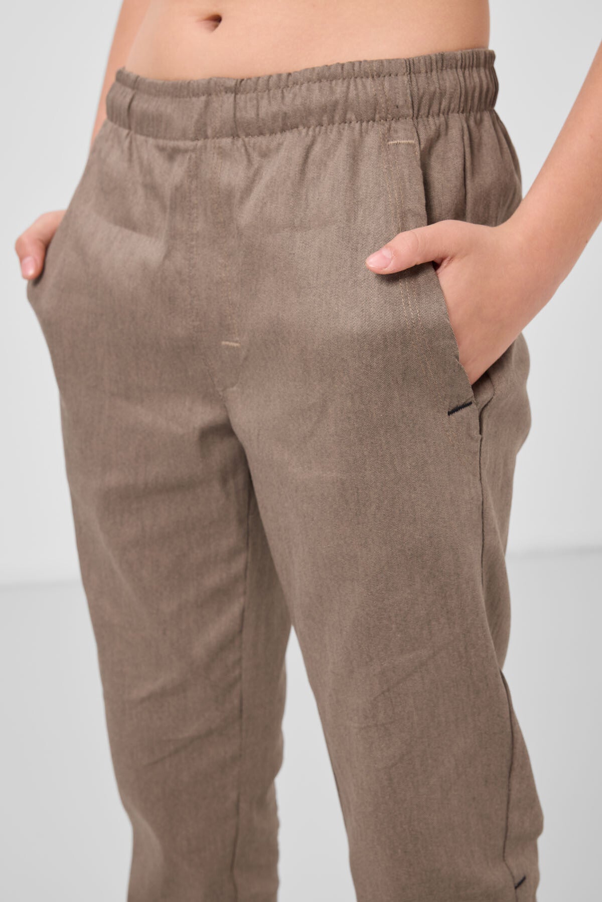 Camel Standart Fit Dokuma Hafif Esnek Chino Erkek Çocuk Pantolon - 11272