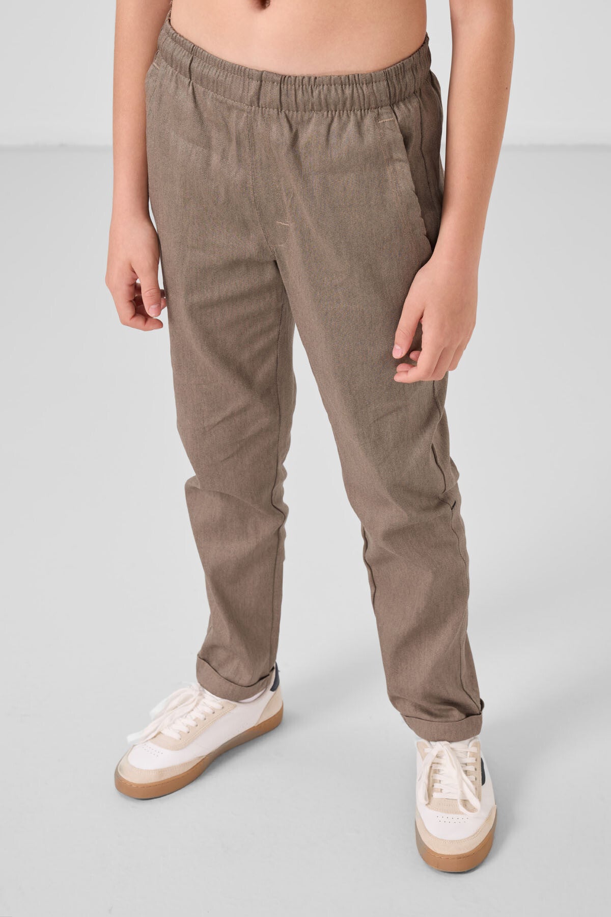 Camel Standart Fit Dokuma Hafif Esnek Chino Erkek Çocuk Pantolon - 11272