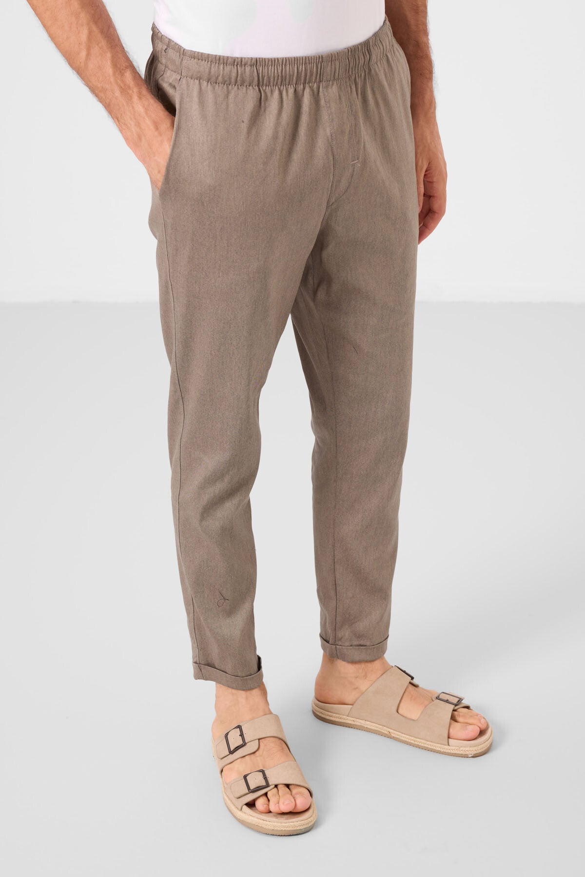Camel Standart Fit Dokuma Hafif Esnek Chino Erkek Pantolon - 82178