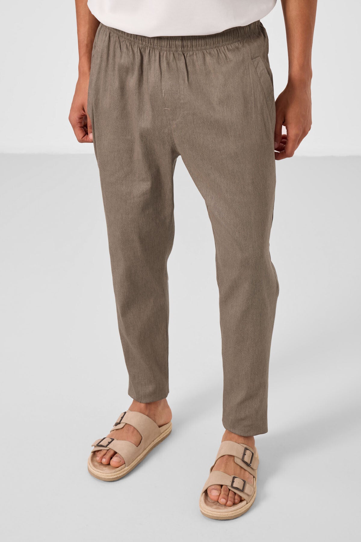 Camel Standart Fit Dokuma Hafif Esnek Chino Erkek Pantolon - 82179