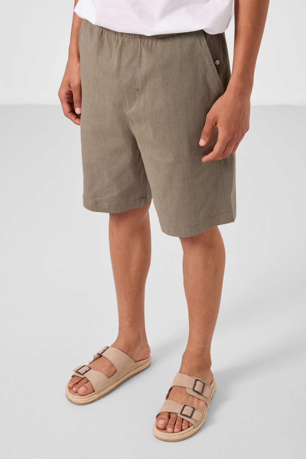 Camel Standart Fit Dokuma Hafif Esnek Chino Erkek Şort - 81291