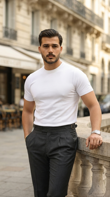 Men's Basic Crew Neck Short Sleeve Knit T-Shirt - 100% Cotton Acrylic